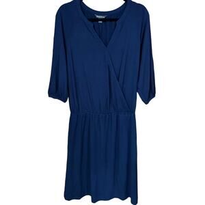 Tommy Bahama Women's Blue Wrap Front Cinch Waist Shirt Dress Sz Small